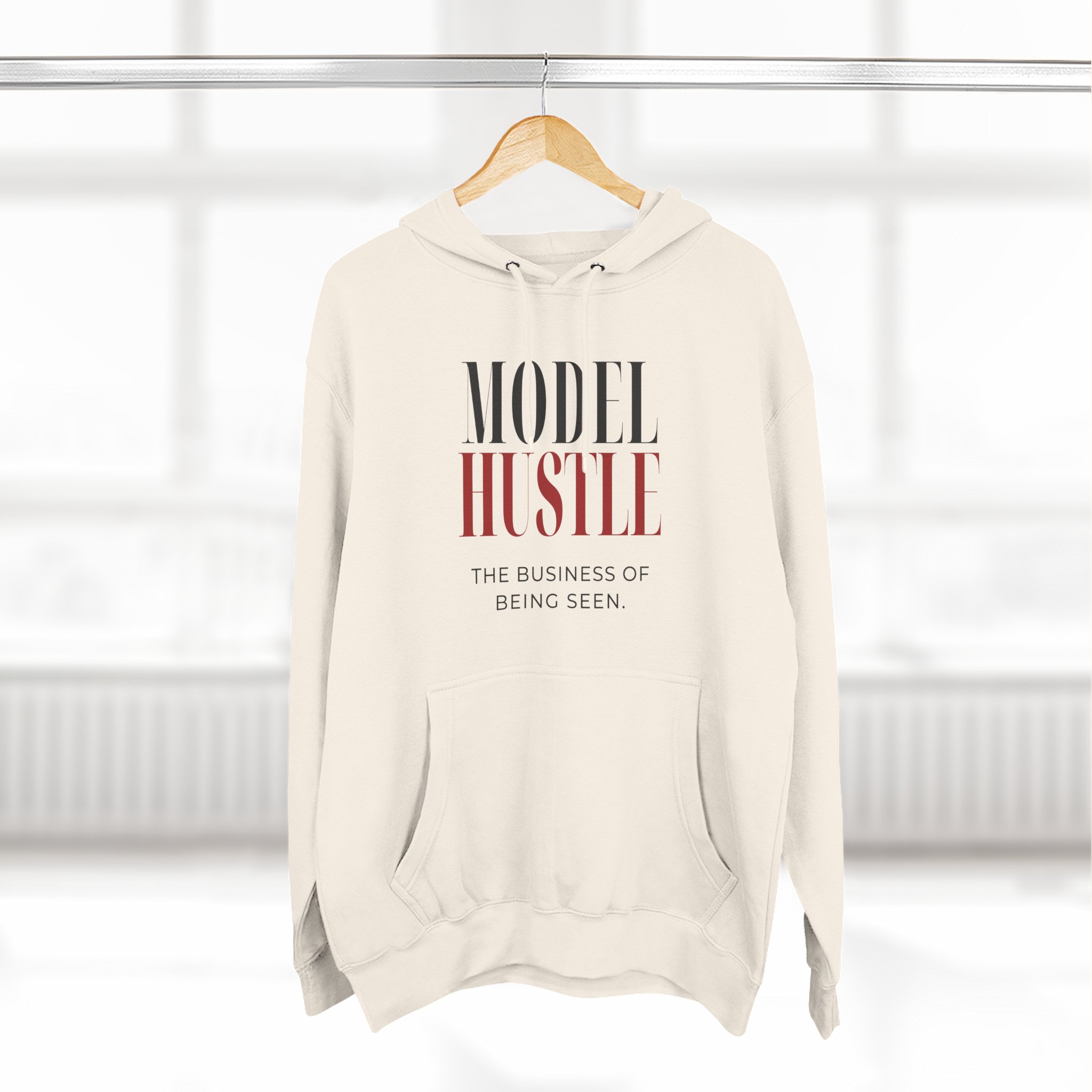 Model Hustle Classic Hoodie — White / Sandshell | The Business of Being Seen - Image 8