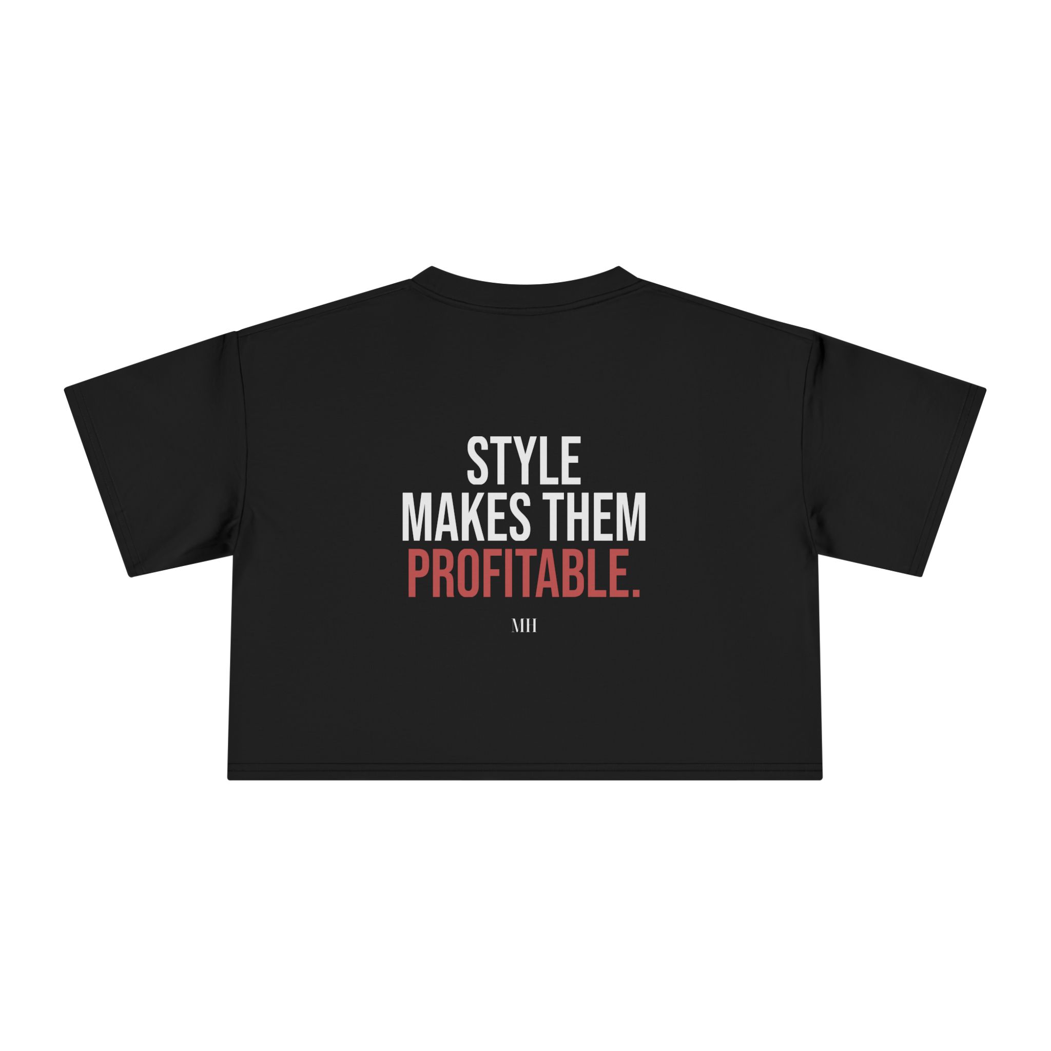 Looks Get Attention Crop Tee — Black | Model Hustle - Image 2